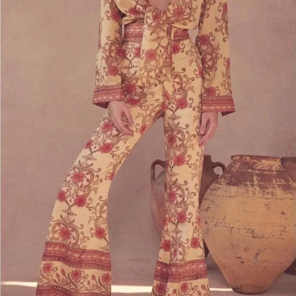 Savannah Morrow Ahimsa Pant in Orla NWT Silk Floral Print High Rise Flare Medium - Picture 4 of 11